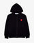 ZIP UP HOODIE WITH SMALL DOUBLE RED HEARTS
